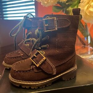 Polo by Ralph Lauren Suede Leather Boys Radbourne Boots Double Strap